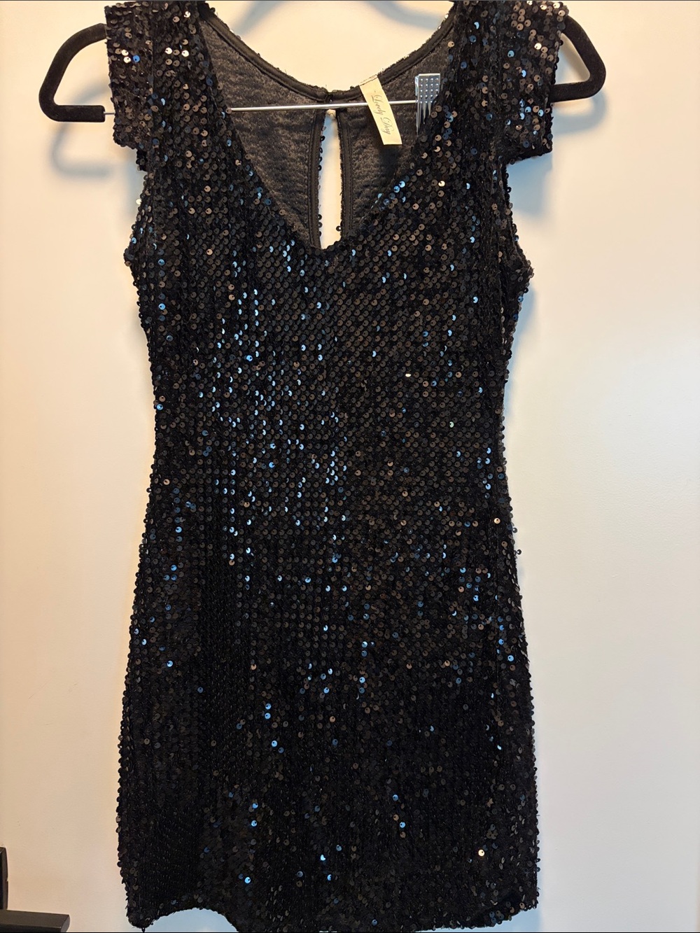 Zara white dress & Lovely Day Black Sequin V-Neck Mini Dress